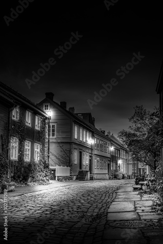 The old streets in bakklandet in Trondheim / Norway