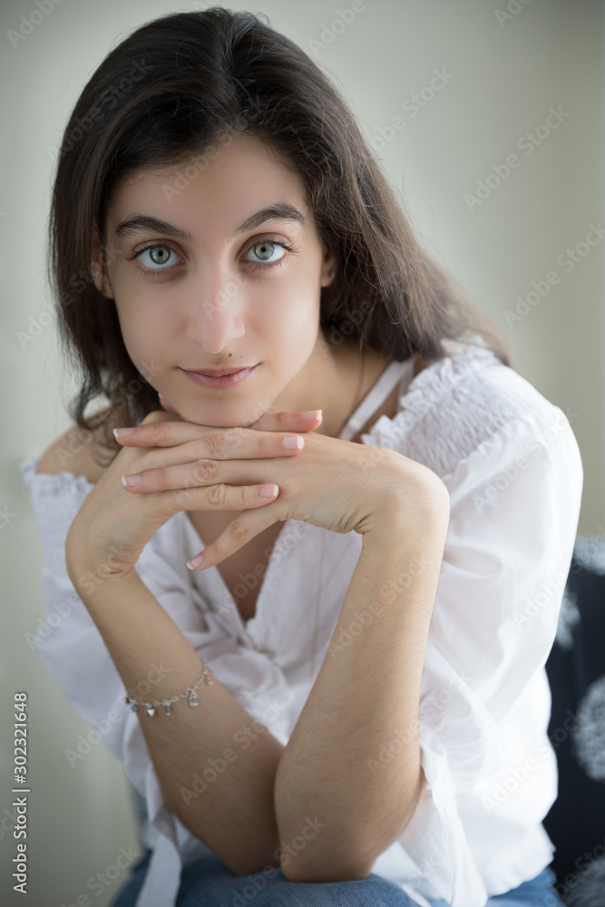 young woman sitting