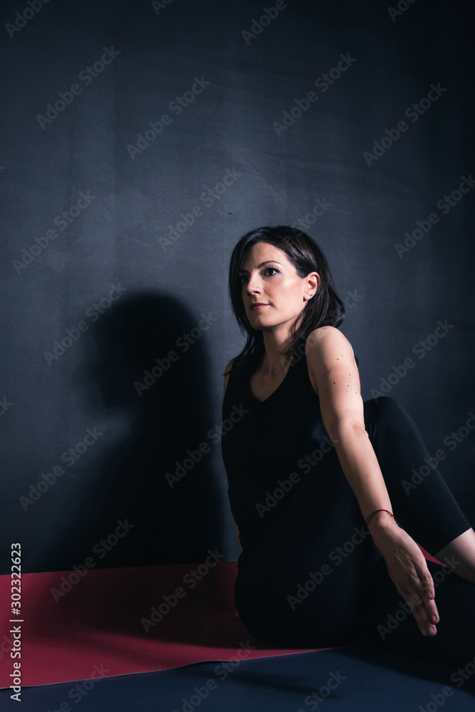 Fitness woman black background Fitness woman black background