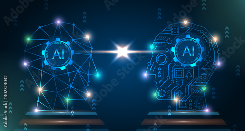 Human Brains Heads with Artificial Intelligence (AI), Cyber Mind Domination