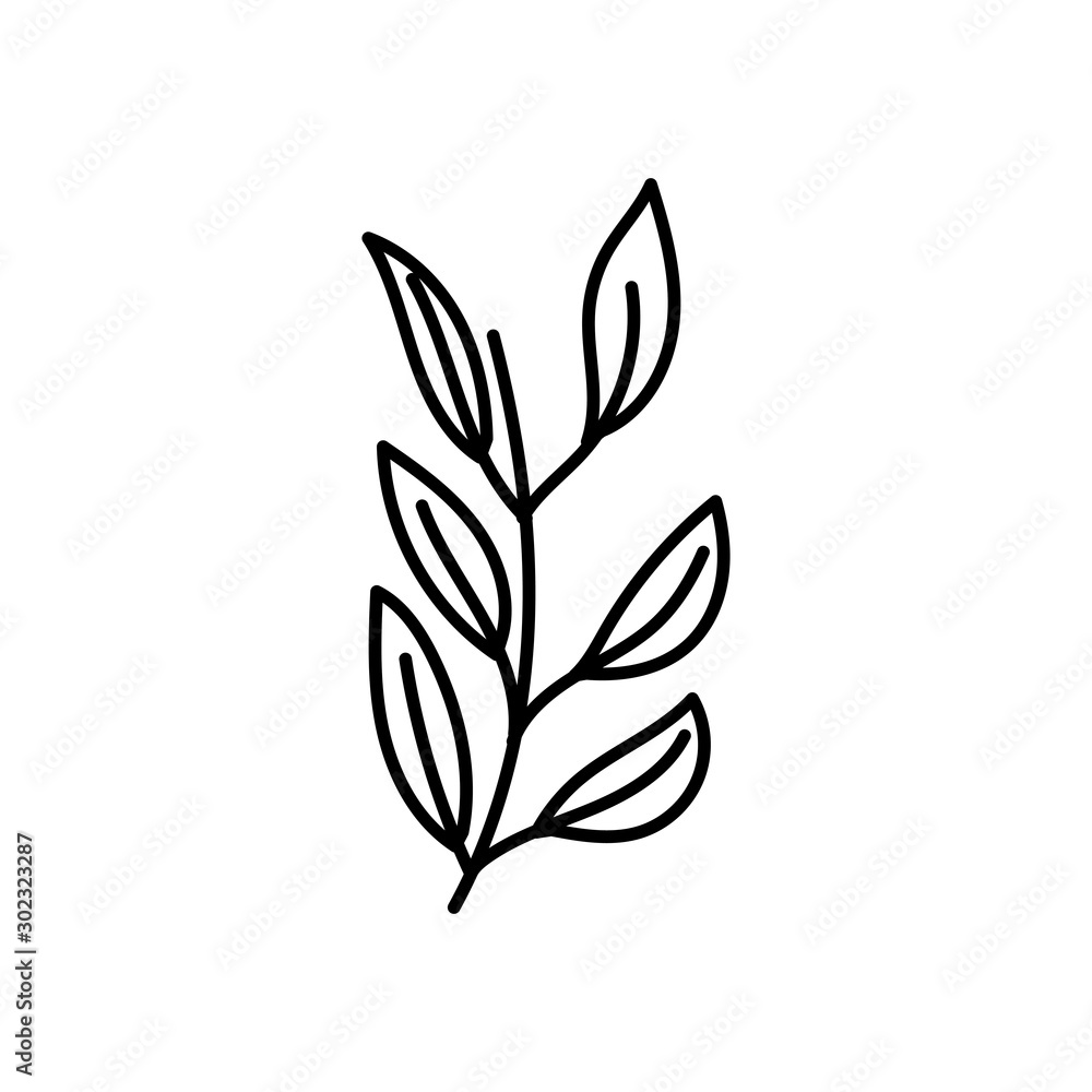 branch foliage natural decoration icon thick line
