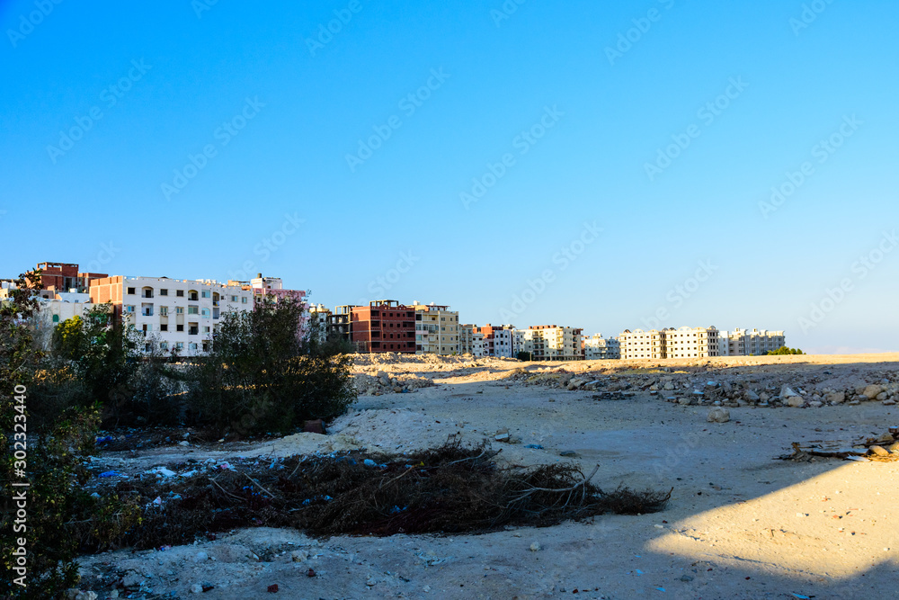 View on residential buildings in a Hurghada city, Egypt