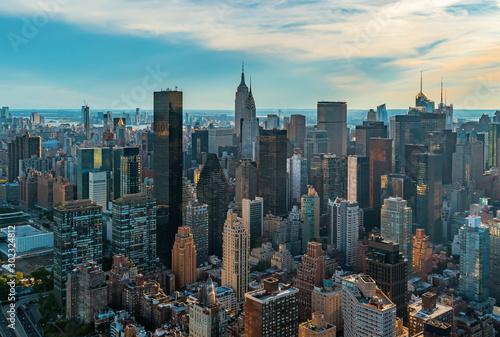 Aerial view of the skyscrapers of Midtown Manhattan New York City