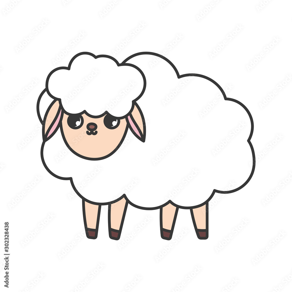 sheep animal cartoon on white background sheep animal cartoon on white background