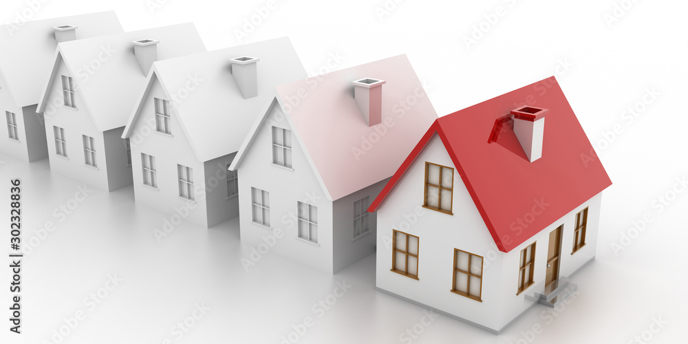 House choice and real estate concepts, original 3d rendering House choice and real estate concepts, original 3d rendering