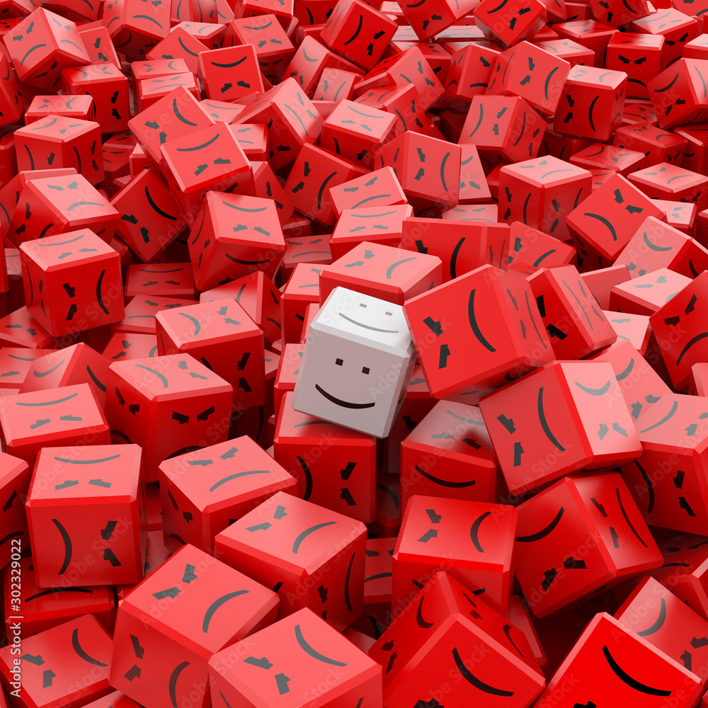 Fototapeta premium Happy and unhappy people, teamwork and society concepts, 3d rendering