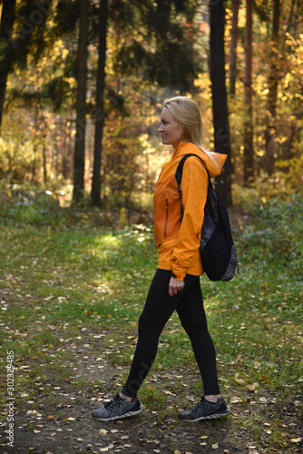 blonde autumn in the forest