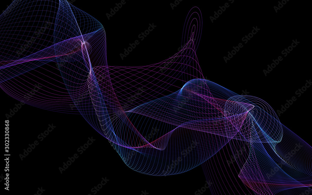 Fototapeta premium Dark abstract background with a glowing abstract waves