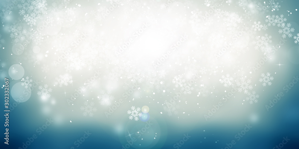 Obraz premium white snow blur abstract background. Bokeh Christmas blurred beautiful shiny Christmas lights