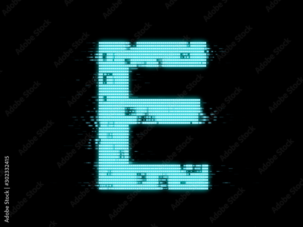 Letter E futuristic pixel design Letter E futuristic pixel design