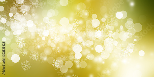 white bokeh blur background / Circle light on yellow background / Light gold sparkle background