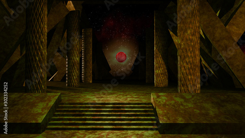 Space environment, ready for comp of your characters.3D rendering