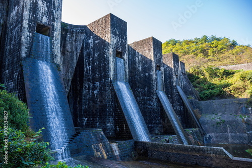 Masonry arch dam , Honen lake, Kanonji, kagawa, Shikoku, Japan photo