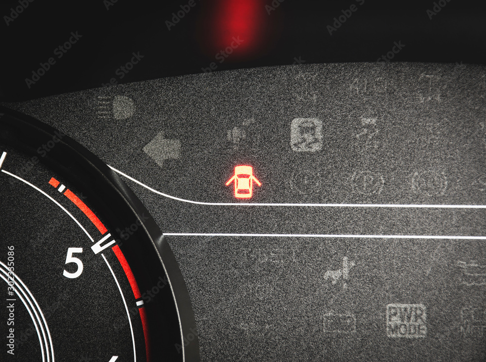 Car door warning light on a car dashboard. Stock Photo Adobe Stock
