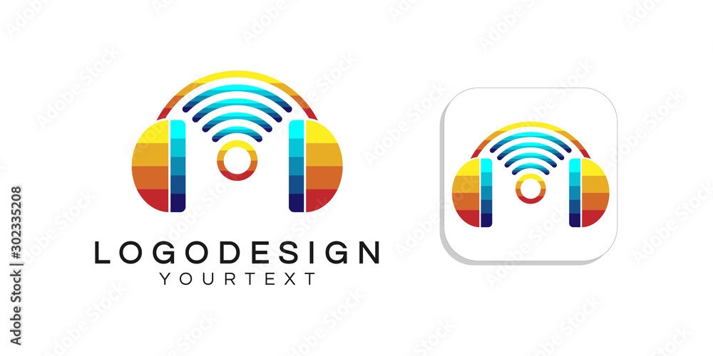 streaming music logo design. icon app smartphone color full