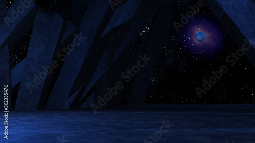 Space environment, ready for comp of your characters.3D rendering