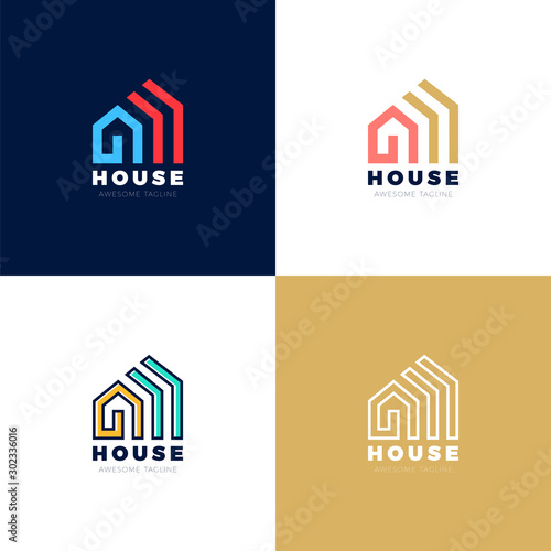 Abstract arrows Real estate house vector logo icon design template elements