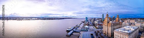 Fotografie Aerial view of Royal Liver Building, England