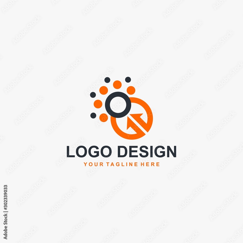 Obraz premium Dot arrows logo design. Arrow in circle illustration sign. Outline arrow vector icon.