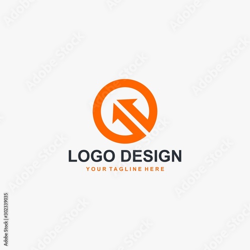 Dot arrows logo design. Arrow in circle illustration sign. Outline arrow vector icon.