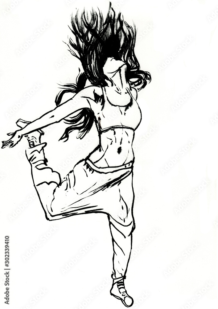 dancer hand drawn illustration,art design dancer hand drawn illustration,art design
