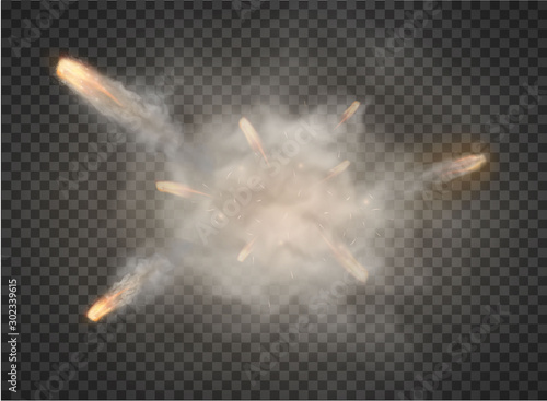 explosion trail Smoke bang isolated on transparent background