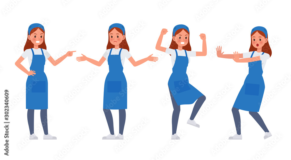 Naklejka premium Cleaning staff character vector design no11