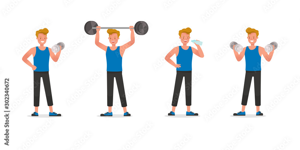 Fitness trainer character vector design. Man dressed in sports clothes.