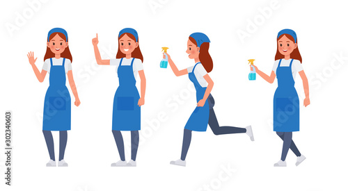 Cleaning staff character vector design no10