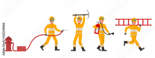 Firefighter character vector design. Presentation in various action. no6