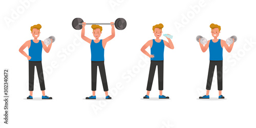 Fitness trainer character vector design. Man dressed in sports clothes.