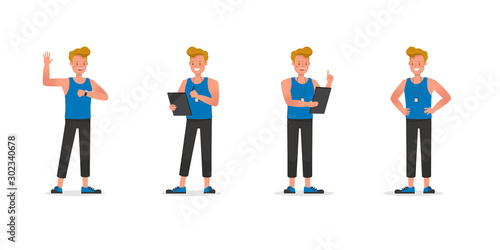 Fitness trainer character vector design. Man dressed in sports clothes. no2