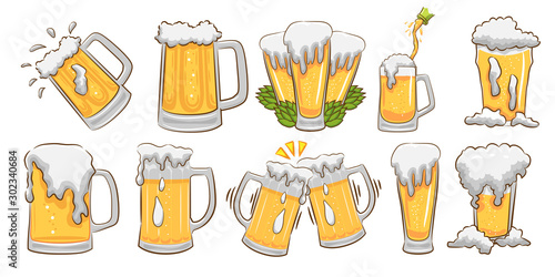Beer mug vector set graphic clipart design