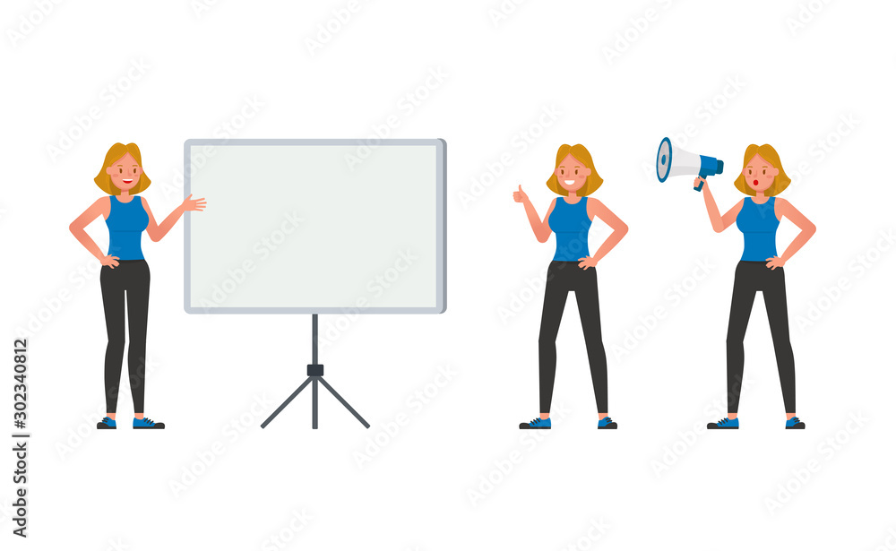 Fitness trainer character vector design. Woman dressed in sports clothes. no6 Fitness trainer character vector design. Woman dressed in sports clothes. no6