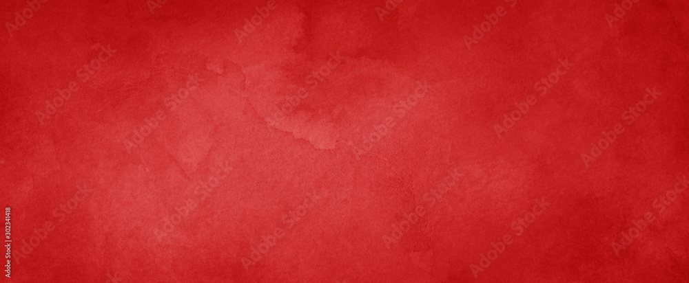 Red background with texture and distressed vintage grunge and watercolor paint stains in elegant Christmas color illustration - obrazy, fototapety, plakaty 