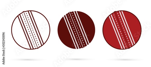 Cricket ball outline, silhouette cartoon graphic vector