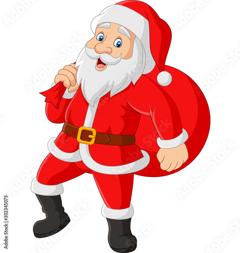 Santa claus carrying a bag of the presents