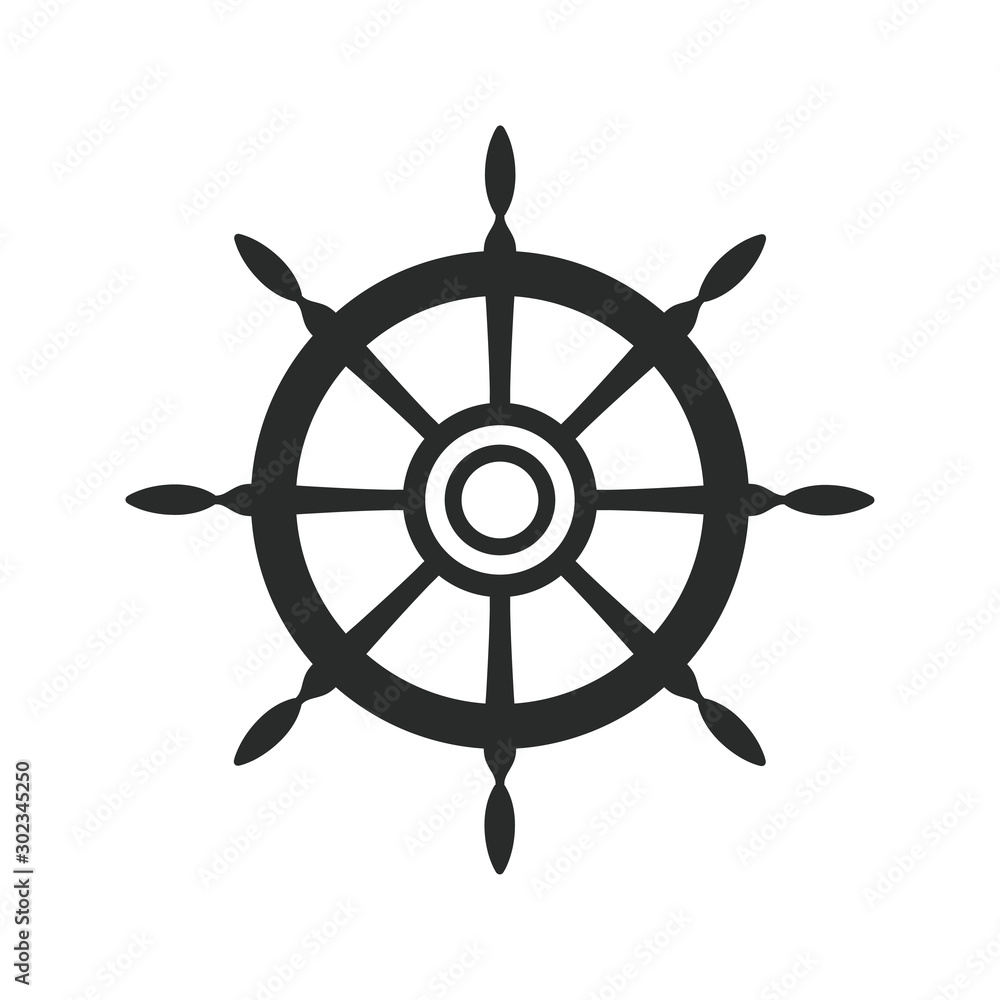 Fototapeta premium ship steering wheel icon vector template