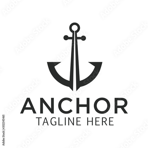 anchor icon vector logo design illustration
