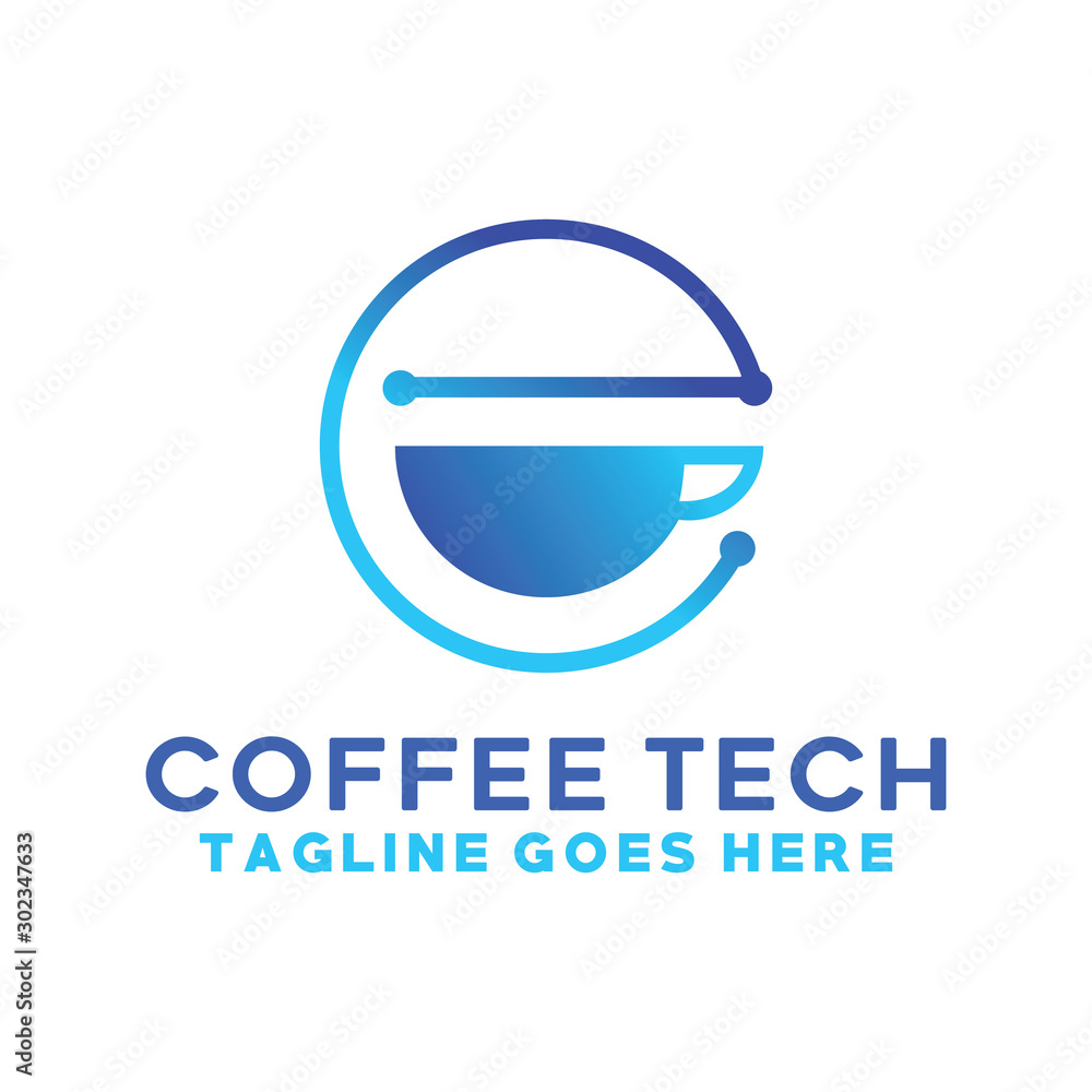 Coffee Tech Logo Design Inspiration For Business And Company Coffee Tech Logo Design Inspiration For Business And Company