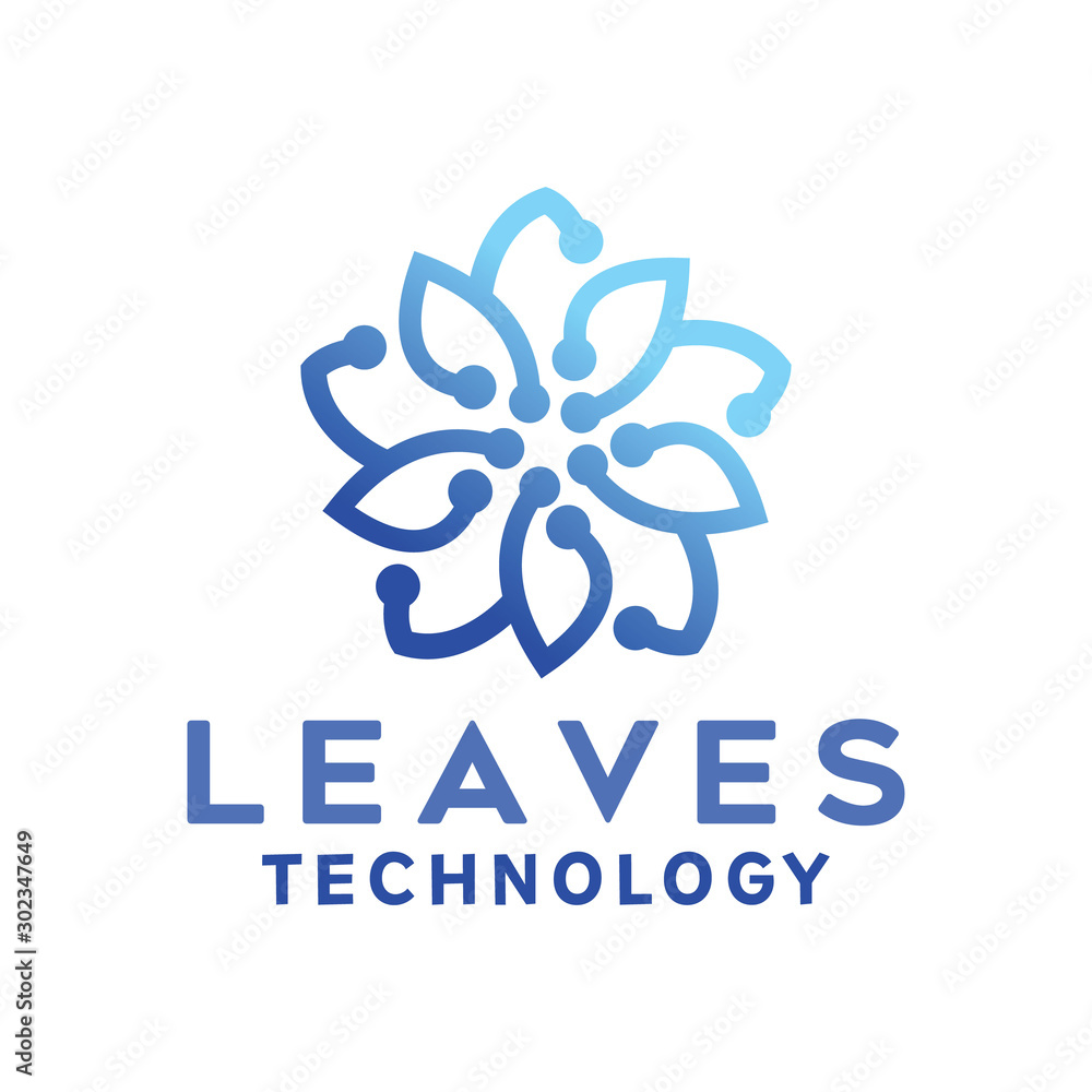 Leaves Technology Logo Design Inspiration For Business And Company