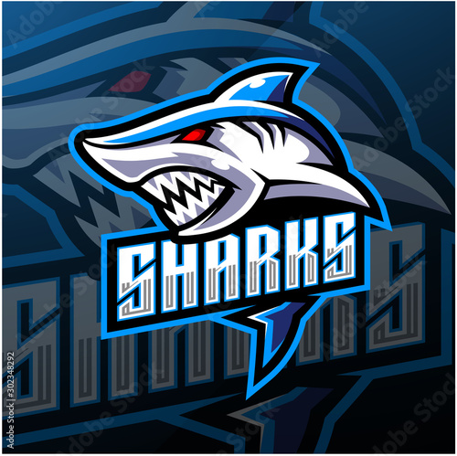 Shark esport mascot logo design