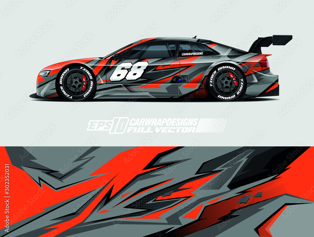 Car wrap decal designs. Abstract racing and sport background for racing livery or daily use car vinyl sticker. Vector eps 10. Car wrap decal designs. Abstract racing and sport background for racing livery or daily use car vinyl sticker. Vector eps 10.