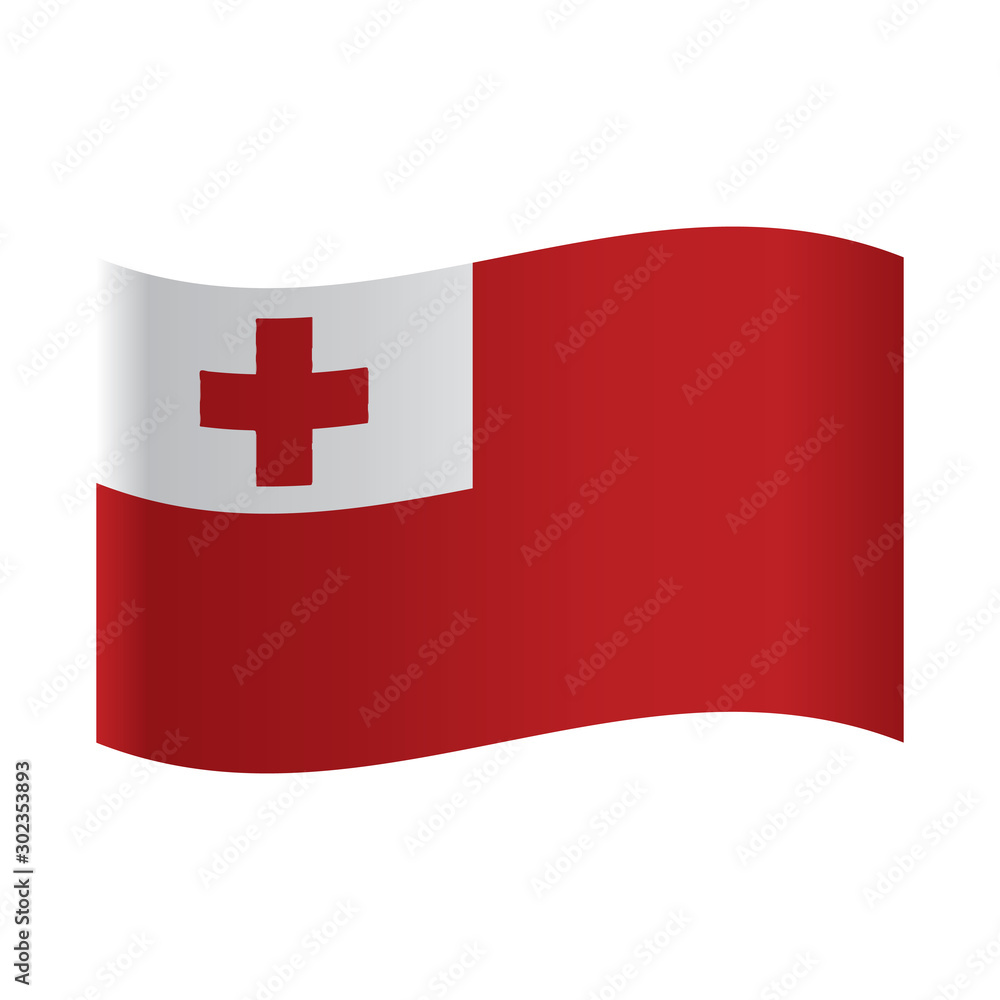 National flag of Tonga: red cross in white square in upper left corner of  red field. Tonga flag on a gray background. Vector illustration. Stock  Vector | Adobe Stock