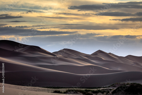 sunset in dunes of Mongolia 