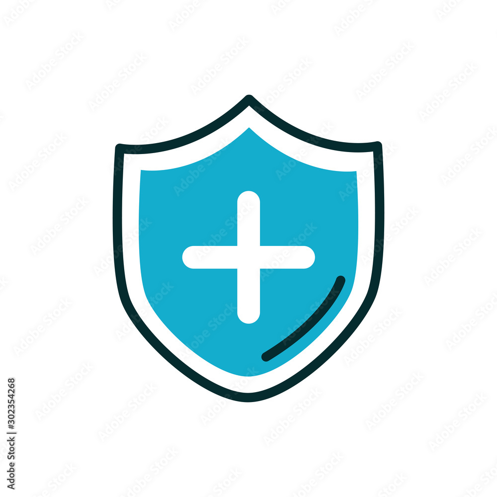 Fototapeta premium shield cross medical icon line fill