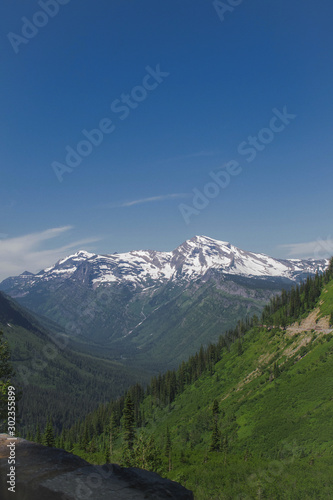Mountain view in the valley in Glacier National Park