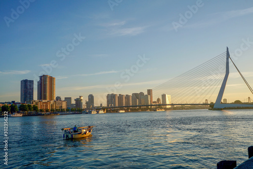 Rotterdam Sunrise Morning cityscape boat 