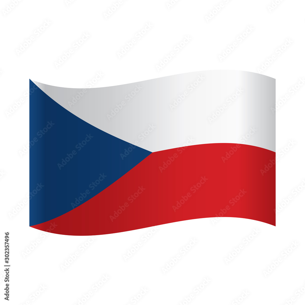 National flag of Czech Republic: white and red horizontal stripes with blue triangle on the left. National flag of Czech Republic: white and red horizontal stripes with blue triangle on the left.
