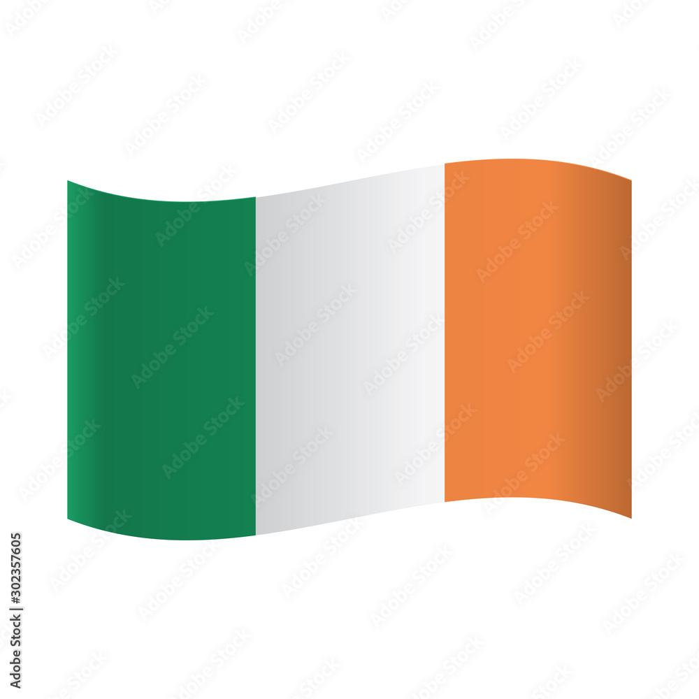 Isolated Irish flag, Vector illustration, Ireland flag. National flag of Ireland, vector.